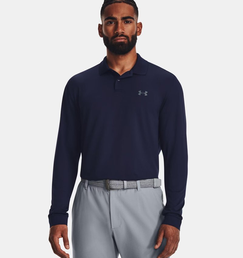 Under Armour Matchplay Long Sleeve camiseta de manga larga para hombre, azul marino