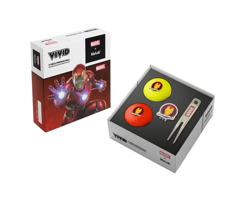Volvik VIVID MARVEL IRONMAN pelotas de golf, mix de colores