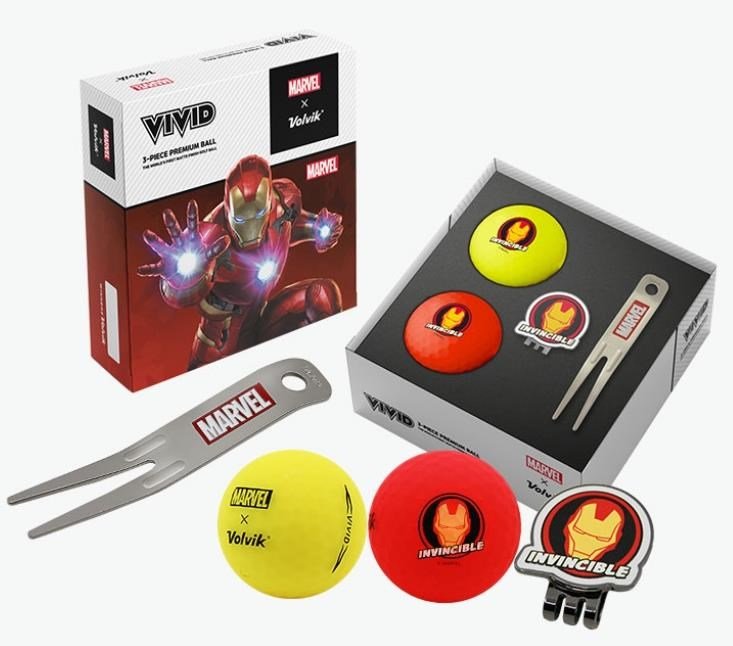 Volvik VIVID MARVEL IRONMAN pelotas de golf, mix de colores