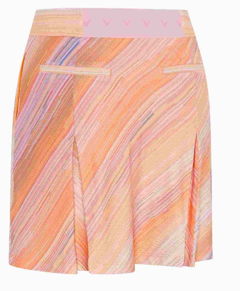 Callaway Striped Pleated 17" falda pantalón de mujer 2024, papaya