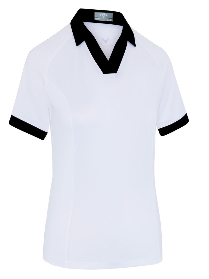 Callaway V-Placket Colorblock polo de mujer, brilliant white/caviar