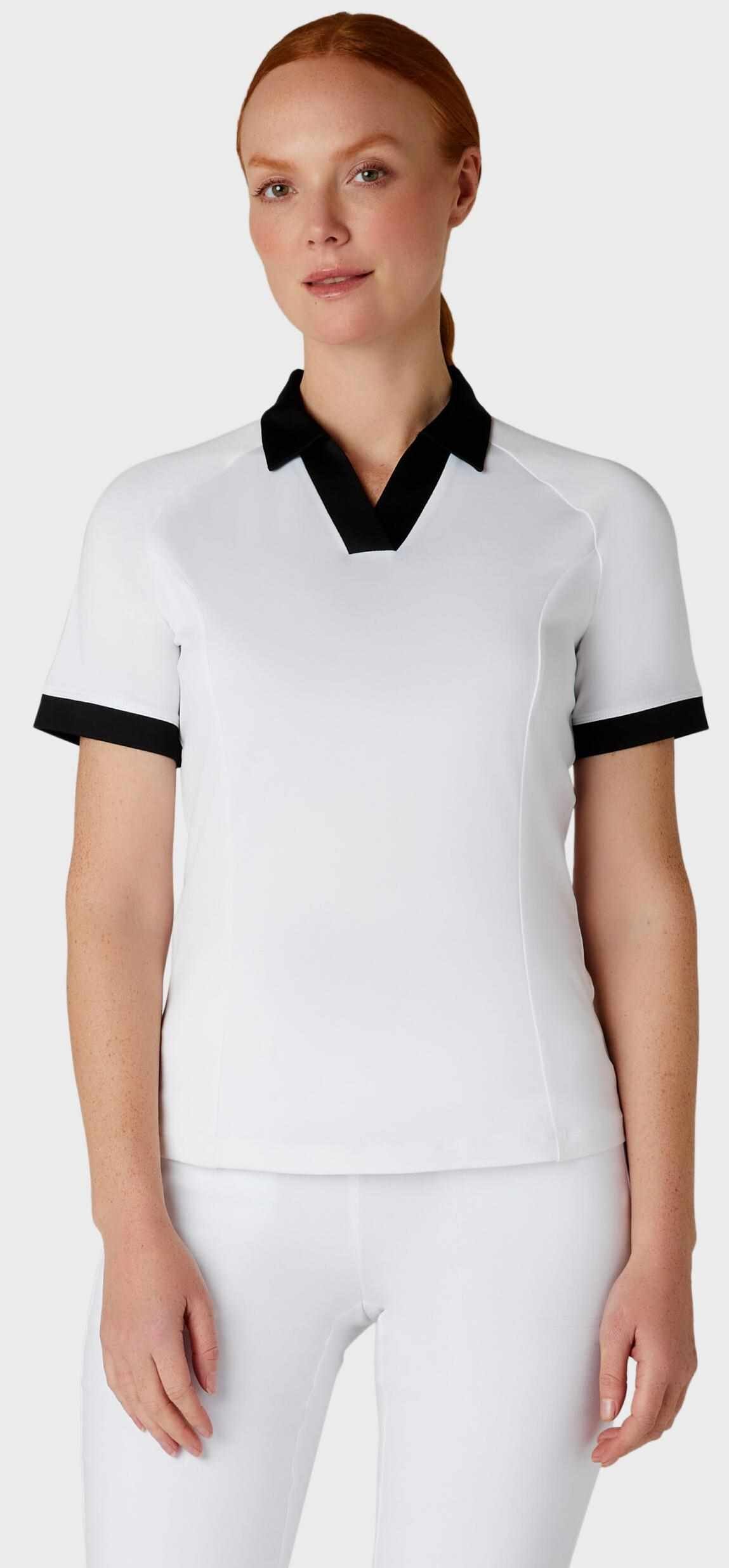 Callaway V-Placket Colorblock polo de mujer, brilliant white/caviar