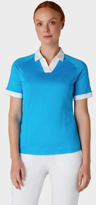Callaway V-Placket Colorblock polo de mujer, vivid blue