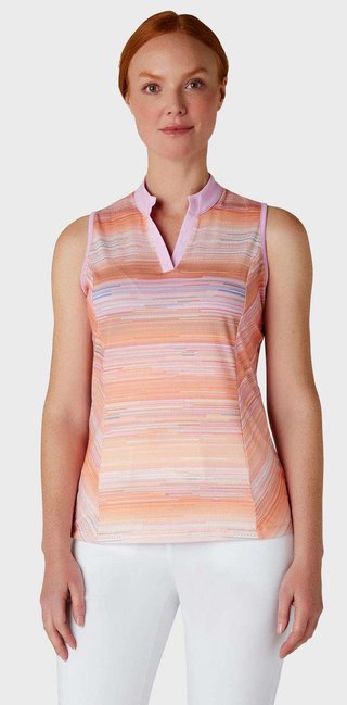Callaway Striped Sleeveless polo de mujer, papaya