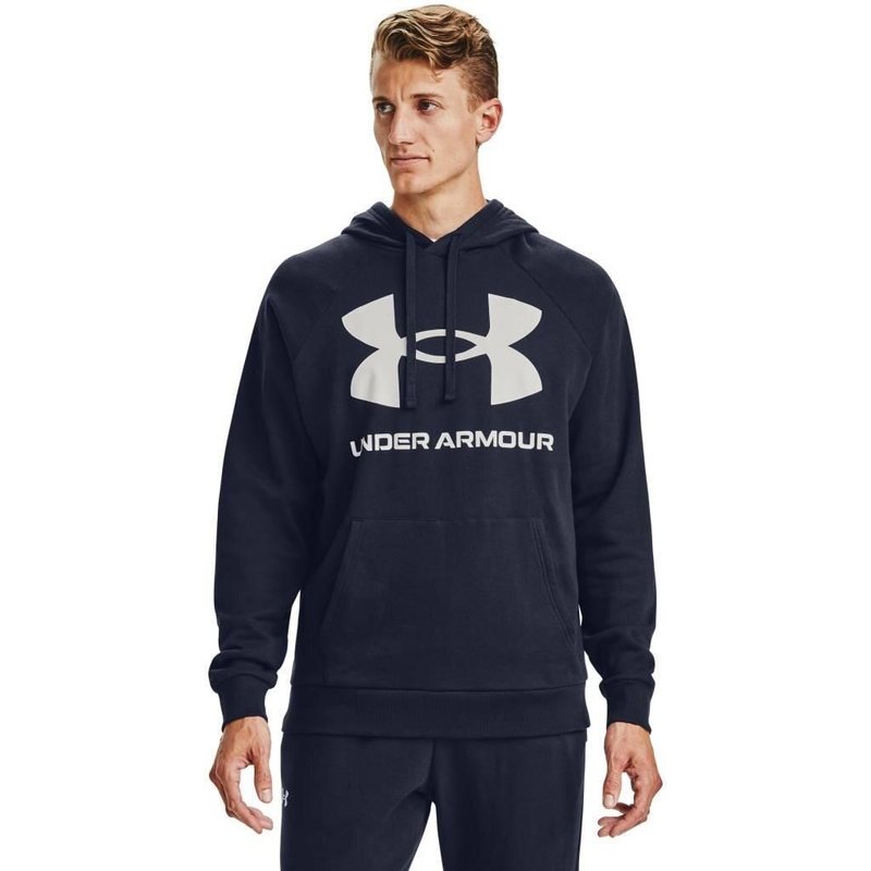 Under Armour Rival Fleece Big Logo sudadera con capucha para hombre, midnight navy