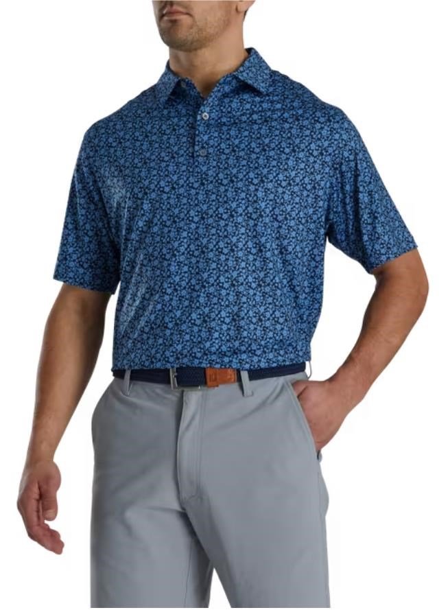 FootJoy Painted Floral Lisle polo de hombre, navy