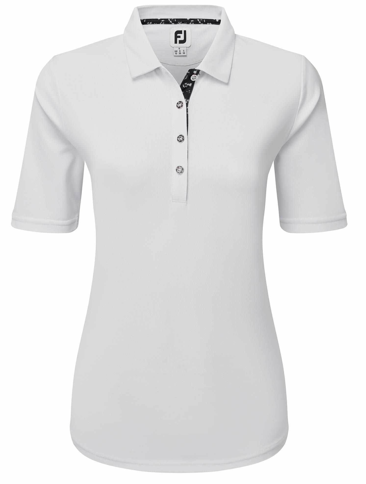 FootJoy Half-Sleeve Pique polo de mujer, blanco