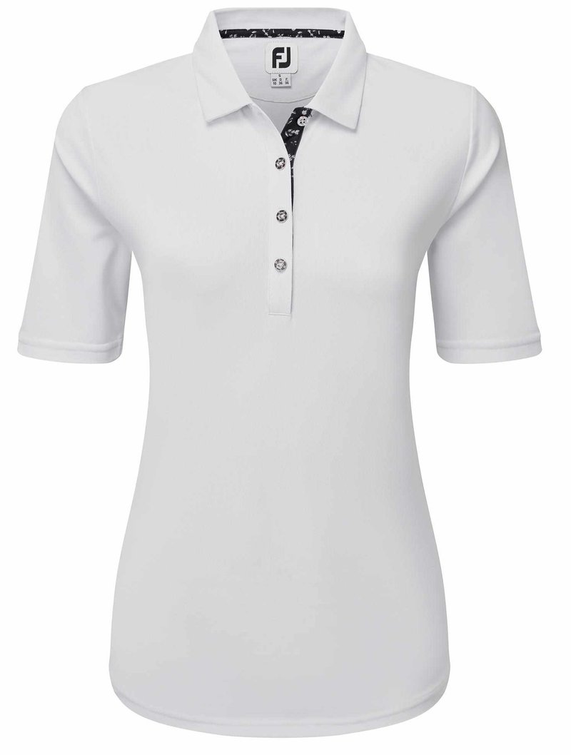 FootJoy Half-Sleeve Pique polo de mujer, blanco
