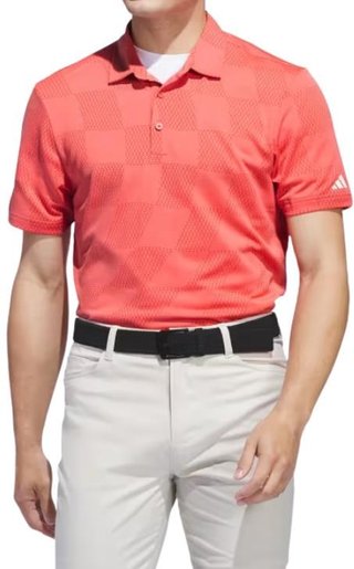 Adidas Textured polo de hombre, preloved scarlet