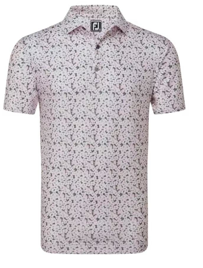 FootJoy Primrose Print Lisle polo para hombre, rosa claro