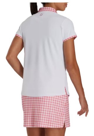 FootJoy Gingham Trim polo de mujer, blanco