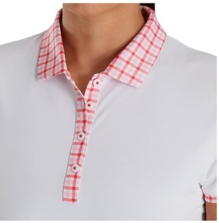 FootJoy Gingham Trim polo de mujer, blanco