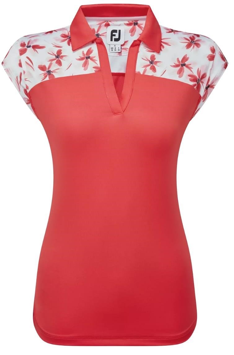 FootJoy Blocked Floral Print Lisle polo de mujer, rojo