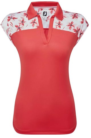 FootJoy Blocked Floral Print Lisle polo de mujer, rojo