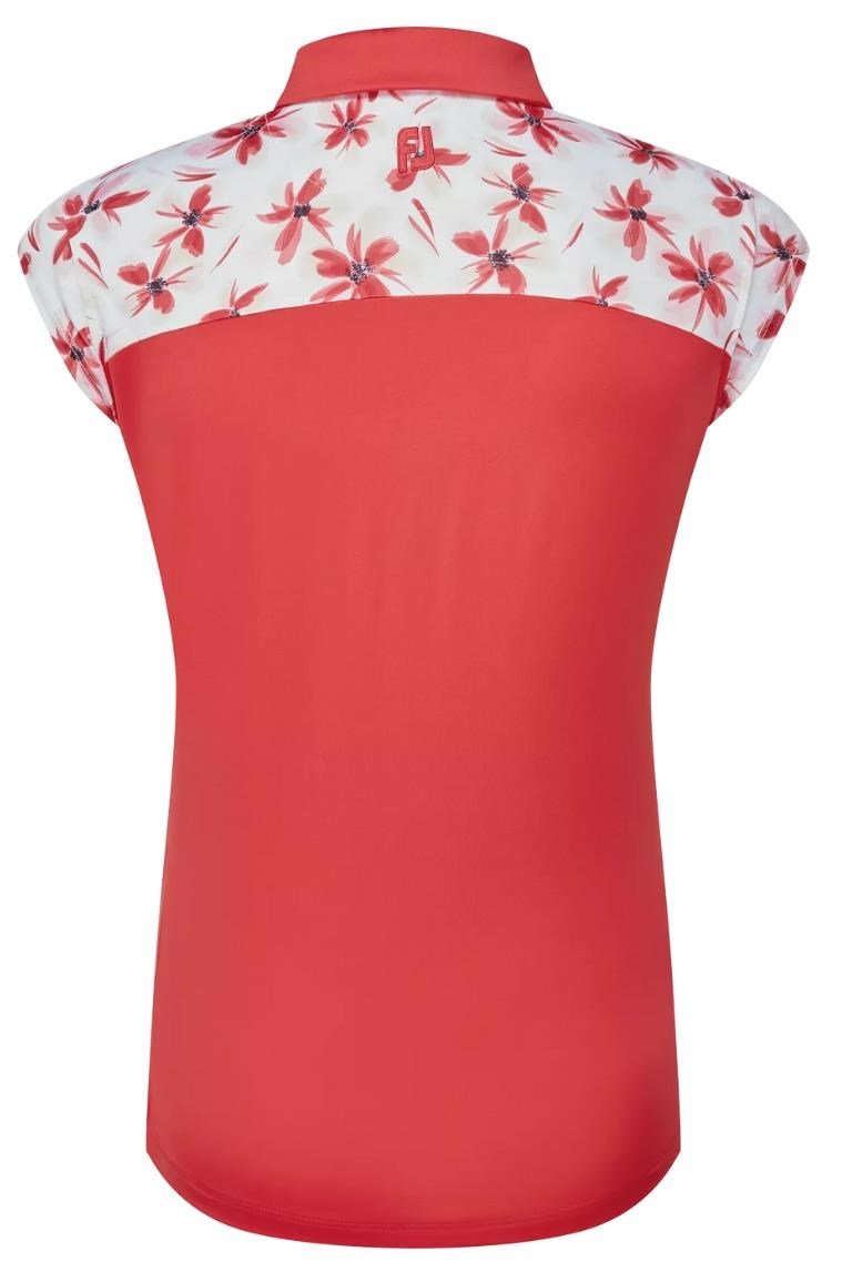 FootJoy Blocked Floral Print Lisle polo de mujer, rojo