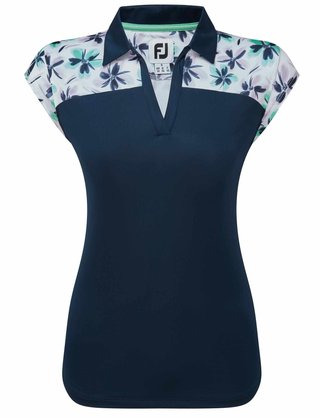 FootJoy Blocked Floral Print Lisle polo de mujer, azul marino