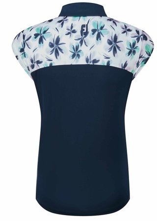 FootJoy Blocked Floral Print Lisle polo de mujer, azul marino