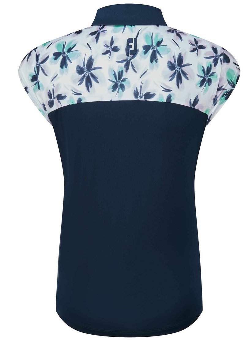 FootJoy Blocked Floral Print Lisle polo de mujer, azul marino