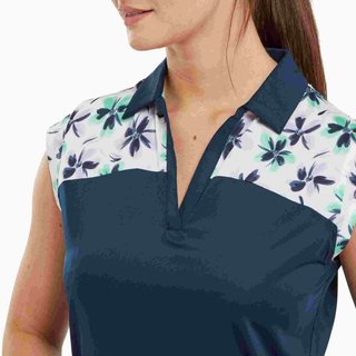 FootJoy Blocked Floral Print Lisle polo de mujer, azul marino