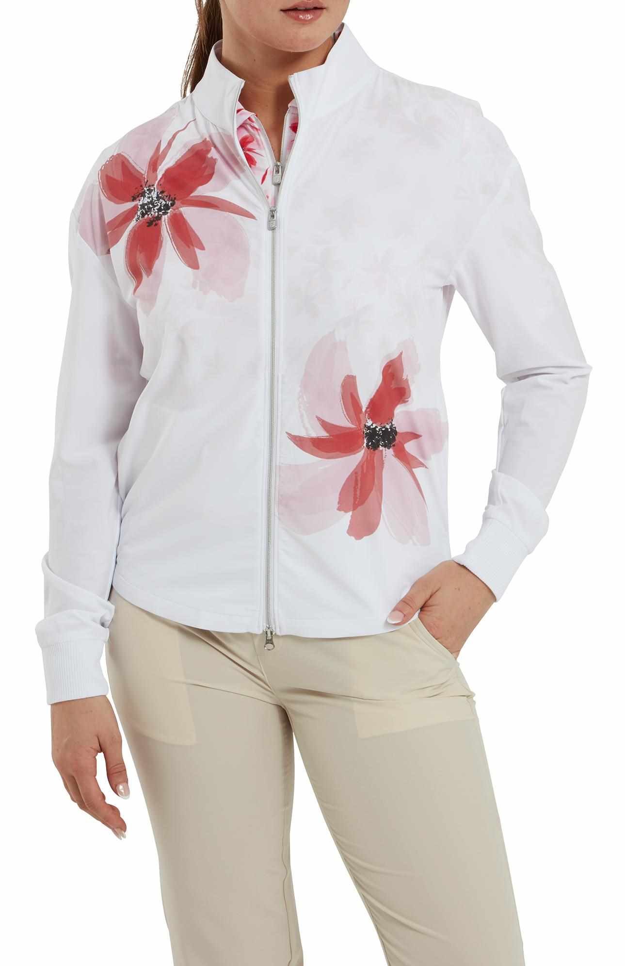 FootJoy Lightweight Full-Zip chaqueta de mujer, blanco/rosa