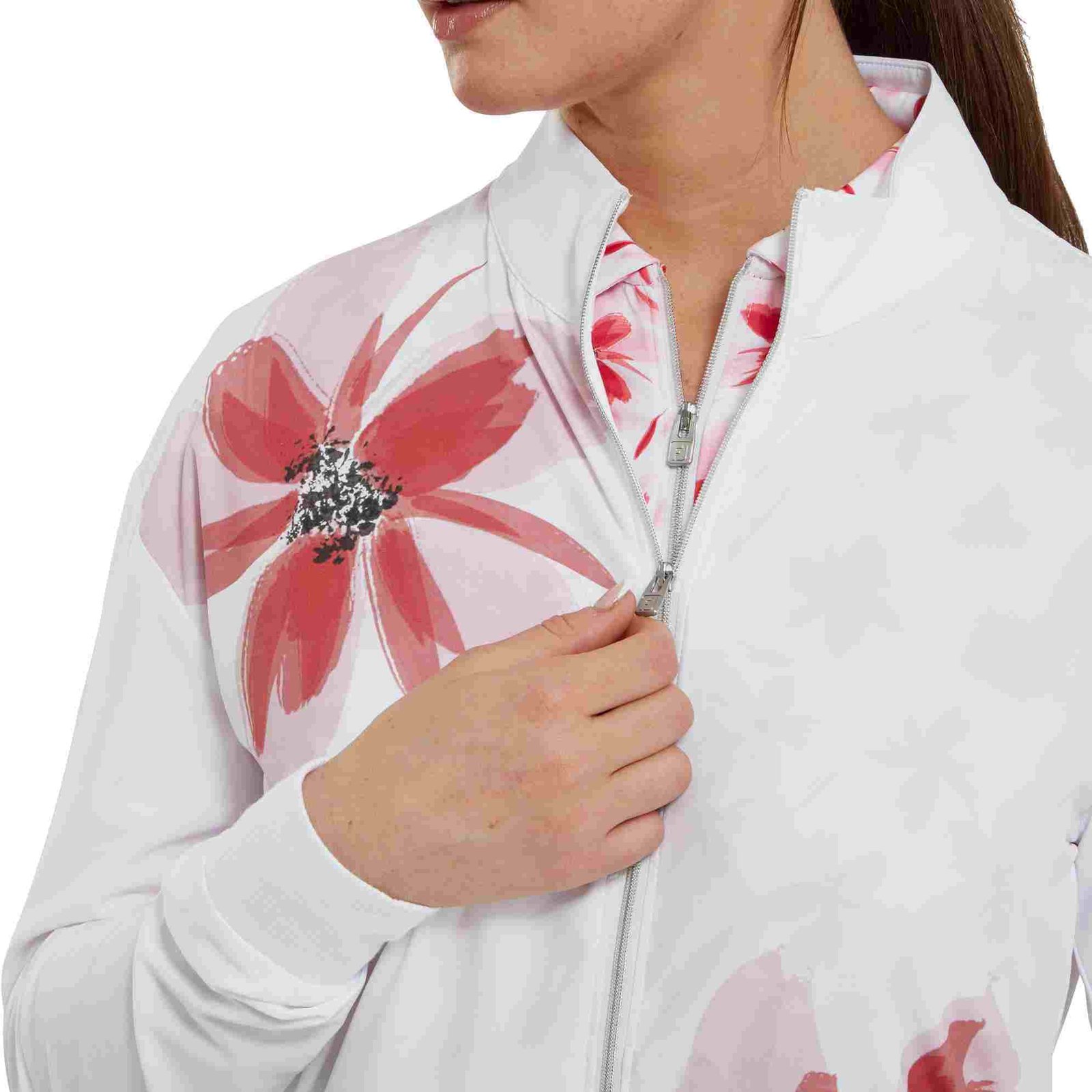 FootJoy Lightweight Full-Zip chaqueta de mujer, blanco/rosa