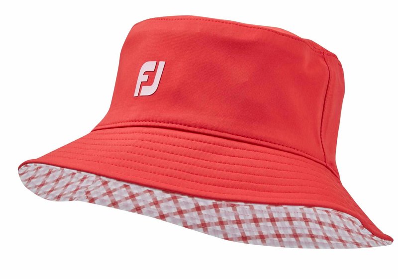 FootJoy Reversible sombrero de cubo reversible para mujer, rojo/gingham