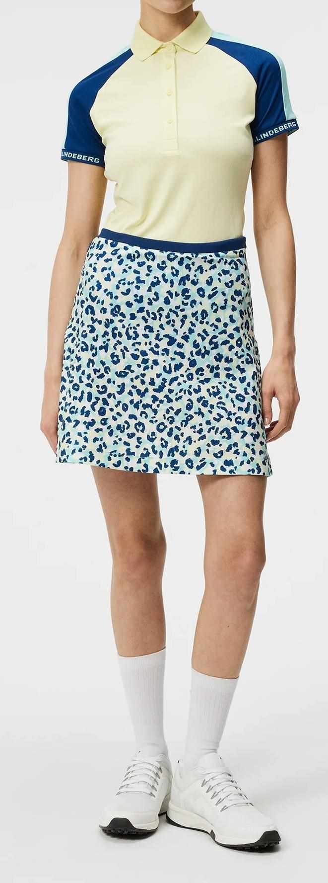 J.Lindeberg Themba falda de golf 2024 para mujer, leopard aruba blue