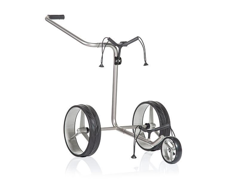JuCad Junior Stainless Steel trolley manual de 3 ruedas + bolsa JTT, plateado