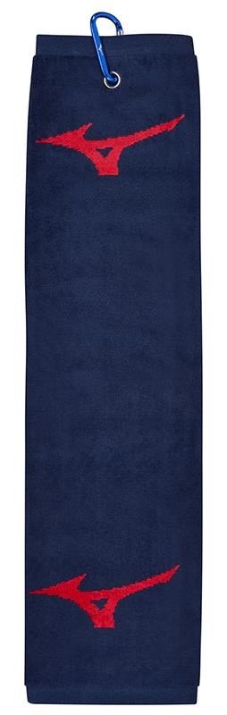 Mizuno RB Tri Fold toalla de golf, azul marino/rojo