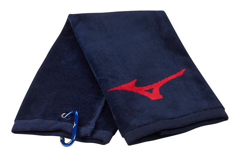 Mizuno RB Tri Fold toalla de golf, azul marino/rojo