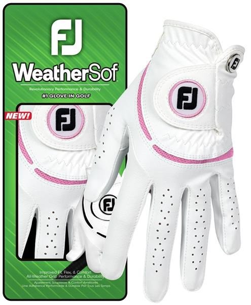 FootJoy WeatherSof guante de golf para mujer, blanco/rosa