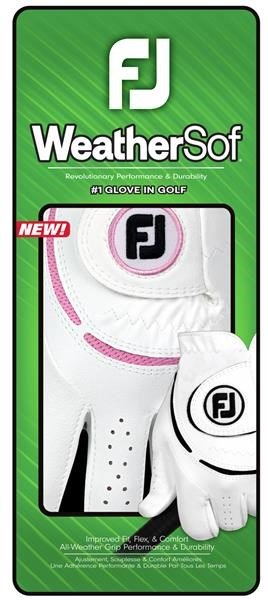 FootJoy WeatherSof guante de golf para mujer, blanco/rosa
