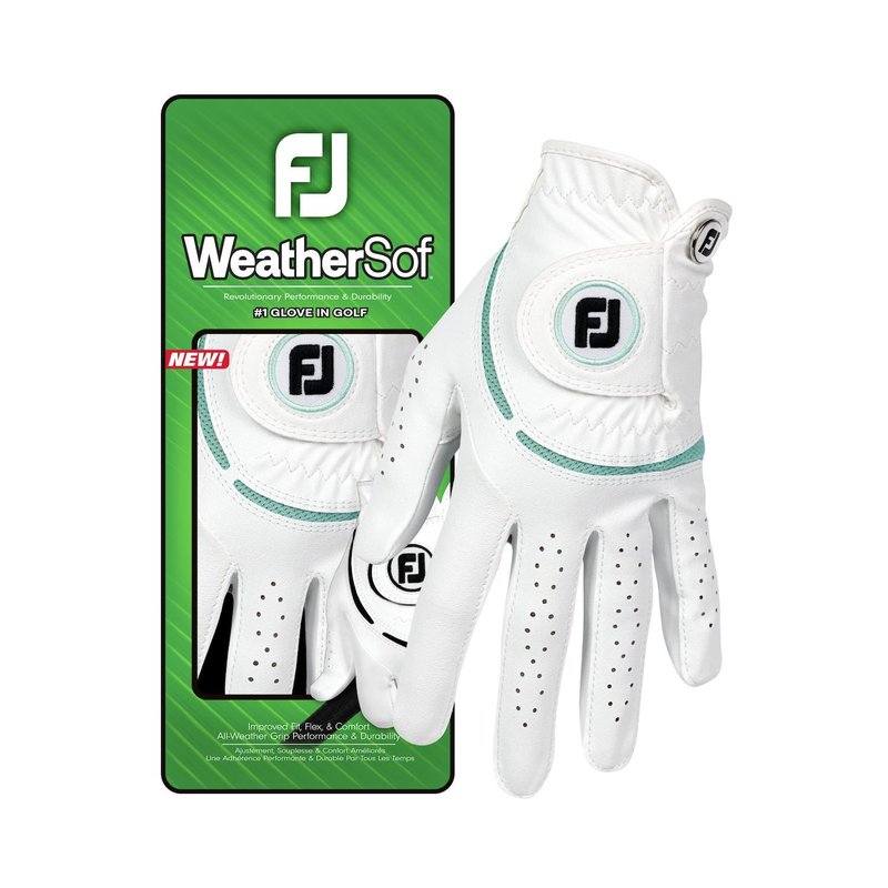 Footjoy FootJoy WeatherSof guante de golf para mujer, blanco/sea glass