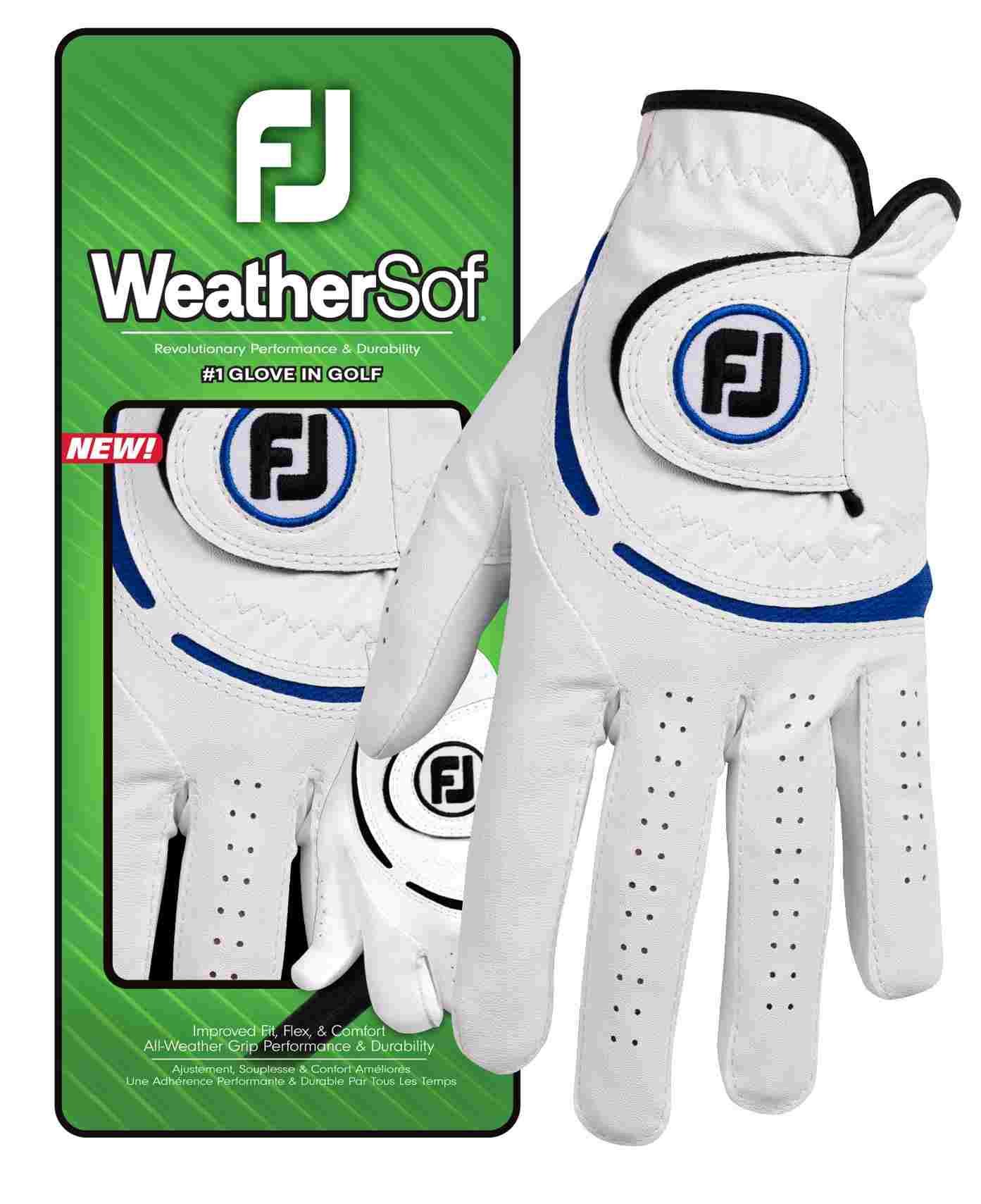 FootJoy WeatherSof 24 guante de golf para hombre, blanco/azul