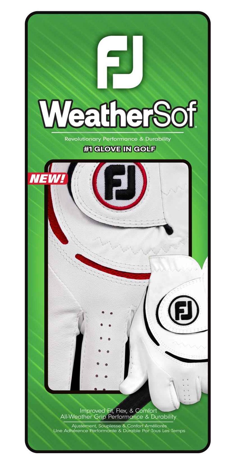 FootJoy WeatherSof 24 guante de golf para hombre, blanco/rojo