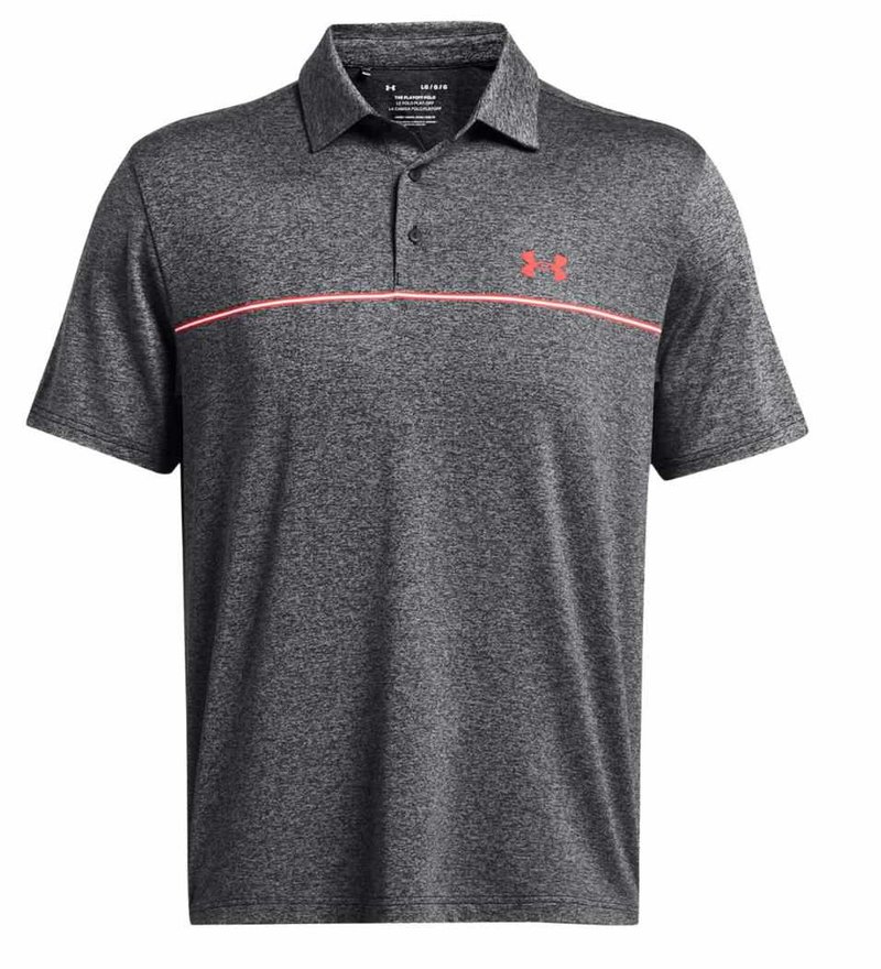 Under Armour Playoff 3.0 Stripe polo de hombre, negro/rojo solstice