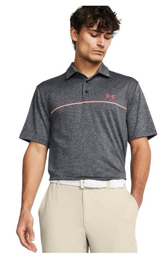 Under Armour Playoff 3.0 Stripe polo de hombre, negro/rojo solstice