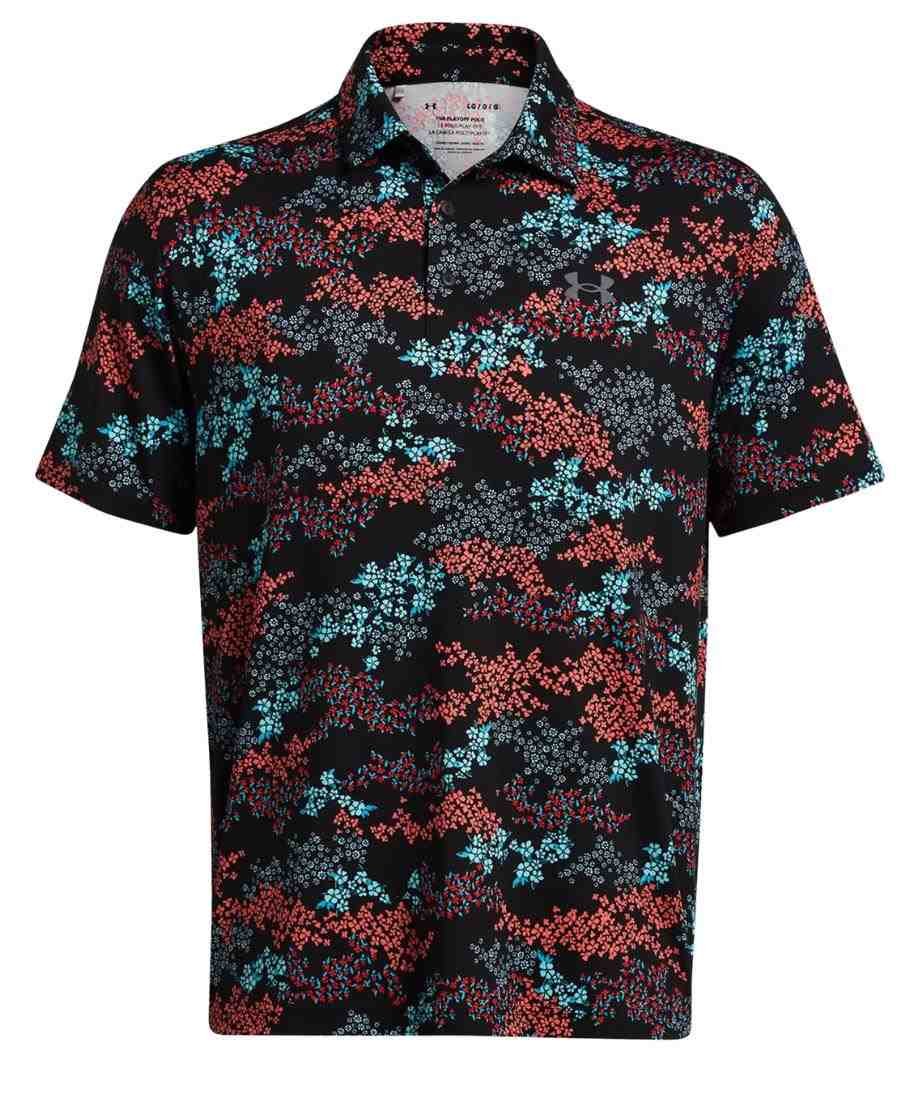Under Armour Playoff 3.0 Printed polo de hombre, negro/hydro teal
