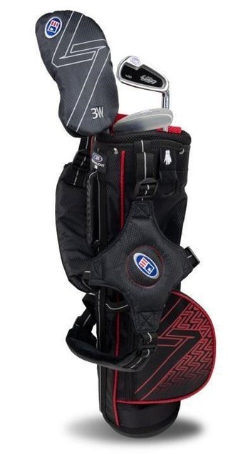 U.S. Kids Golf UL7-39 (99cm) W30 3-Club junior set de golf + bolsa de transporte, negro/rojo