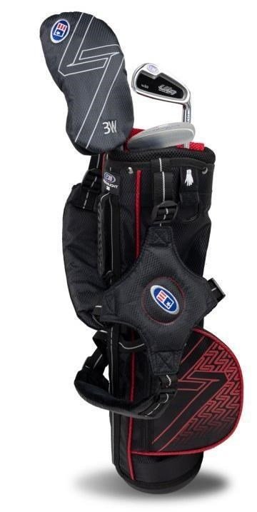 U.S. Kids Golf UL7-39 (99cm) W30 3-Club junior set de golf + bolsa de transporte, negro/rojo