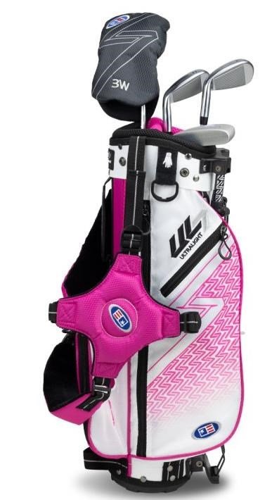 U.S. Kids Golf UL7-42 (107cm) W25 4-Club junior set de golf + stand bag, blanco/rosa