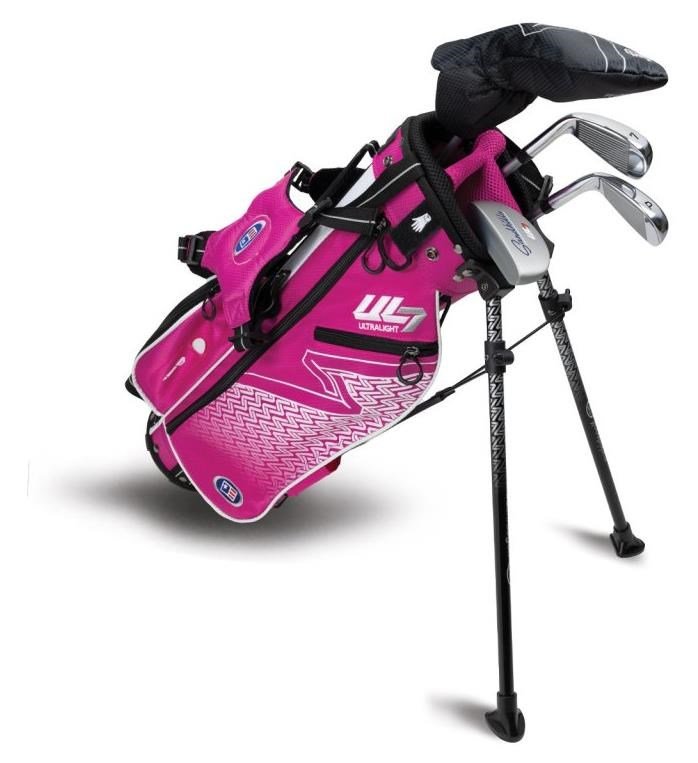 U.S. Kids Golf UL7-45 (114cm) W25 4-Club junior set de golf + stand bag, rosa/blanco