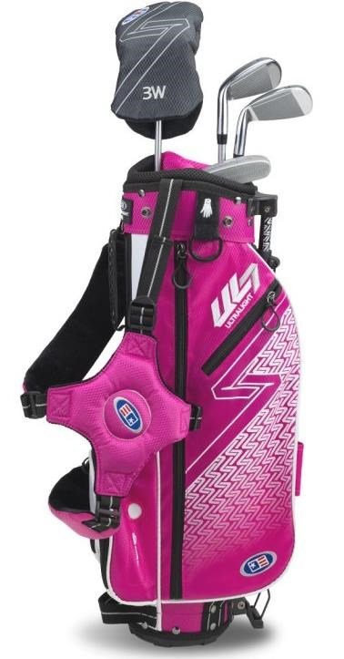 U.S. Kids Golf UL7-45 (114cm) W25 4-Club junior set de golf + stand bag, rosa/blanco