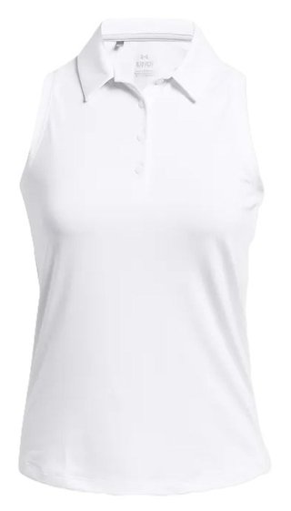 Under Armour Playoff Sleeveless polo de mujer sin mangas, blanco/halo gray