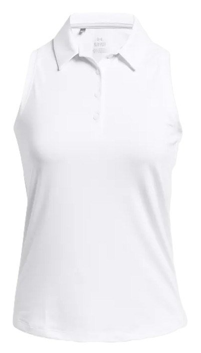 Under Armour Playoff Sleeveless polo de mujer sin mangas, blanco/halo gray