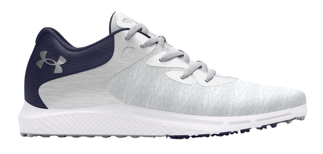 Under Armour Charged Breathe 2 Knit SL zapatillas de golf mujer, halo grey/midnight navy/metallic silver