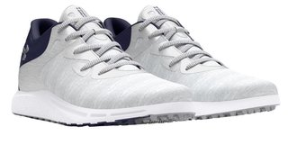 Under Armour Charged Breathe 2 Knit SL zapatillas de golf mujer, halo grey/midnight navy/metallic silver