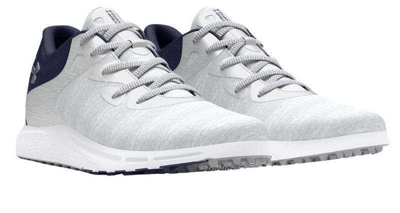 Under Armour Charged Breathe 2 Knit SL zapatillas de golf mujer, halo grey/midnight navy/metallic silver