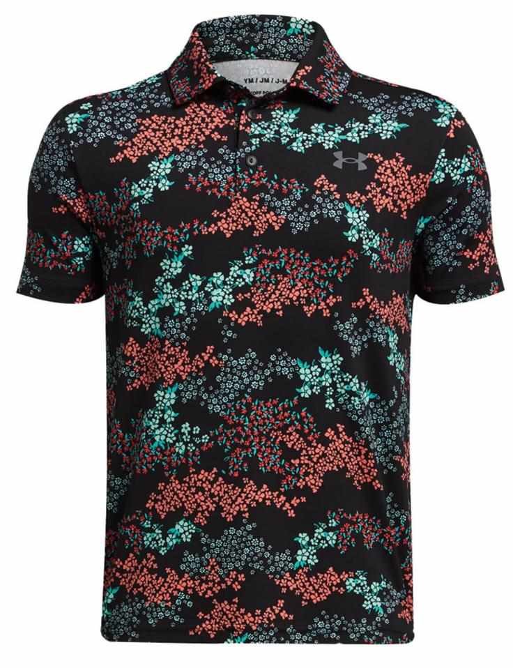 Under Armour Playoff Printed junior polo, negro/hydro teal
