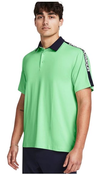 Under Armour Playoff 3.0 Striker polo de hombre, matrix green/midnight navy/white